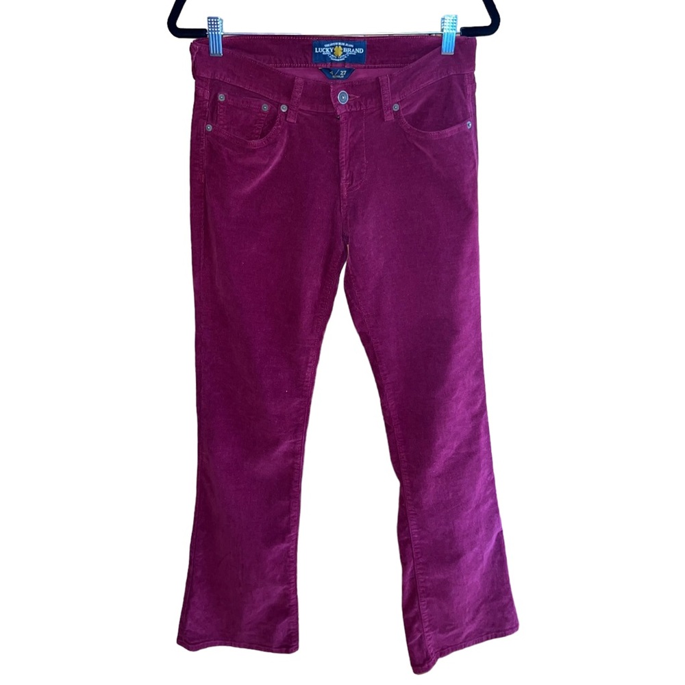 Lucky Brand Corduroy Pants Mid Rise Slight Boot Cut Wine Size 4/27
